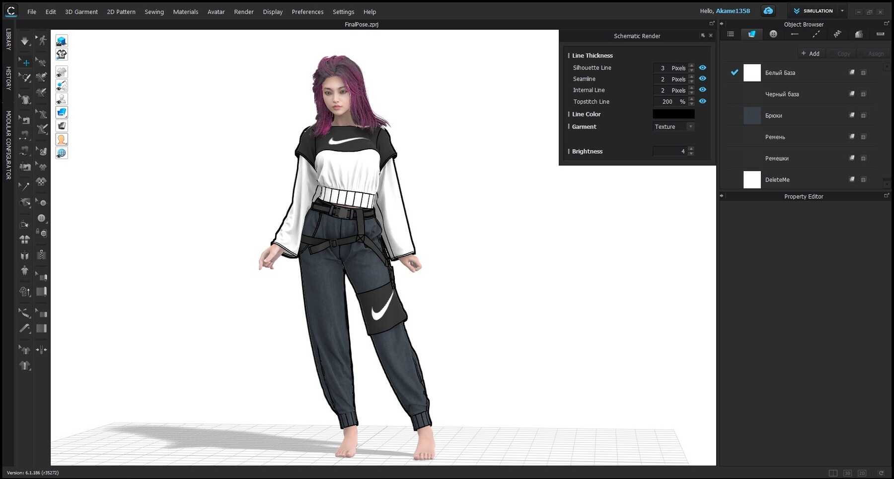 Female Streetwear Outfit 6 Marvelous Designer 3D model