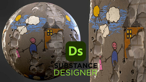 Stylized Children's Wall - Substance 3D Designer