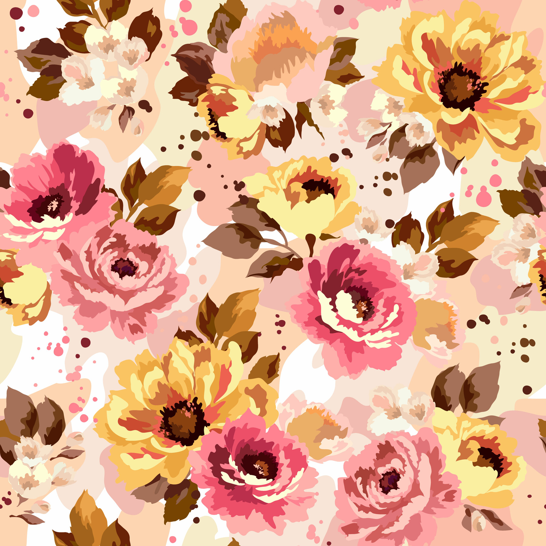 ArtStation Watercolor seamless flowers pattern background Vector set