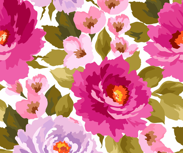 ArtStation - Watercolor seamless flowers pattern background Vector set ...
