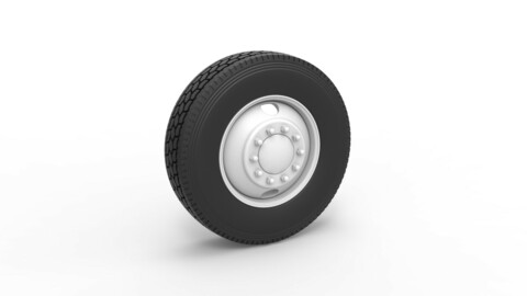 3D printable Diecast 2 Hole Budd front wheel of old school truck Scale 1:25
