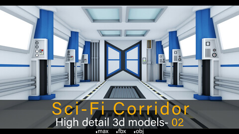 Sci-Fi Corridor- 02- High detail 3d models