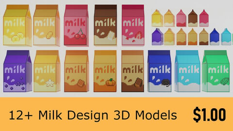 12+ Milk Carton Designs 3D Models