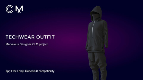 Techwear Outfit | Marvelous Designer | CLO3D project