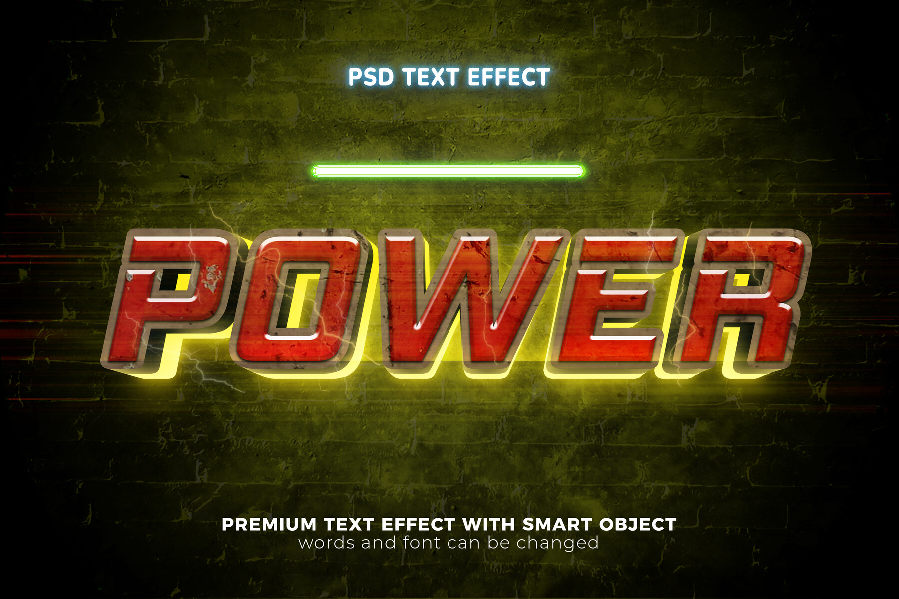 ArtStation - Power Flash Energy Glow 3D PSD Fully Editable Text Effect ...