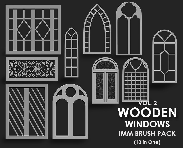 ArtStation - Wooden Window IMM Brush Pack 10 in One Vol. 2 | Brushes