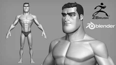 Cartoon male character Barry full body base mesh