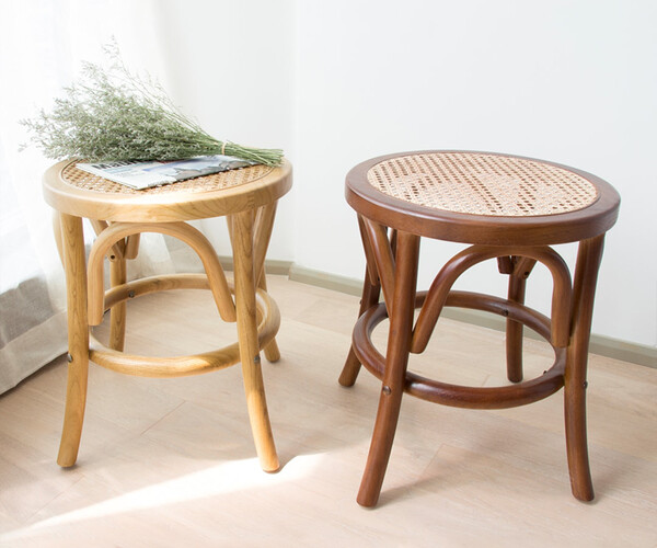 ArtStation Solid wood grain rattan stool Resources