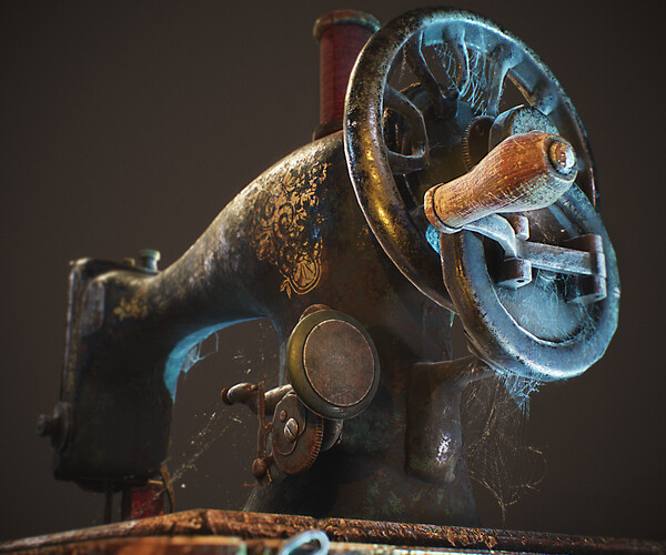 ArtStation - 1892 Antique Vintage Sewing Machine — Optimized Game-Ready