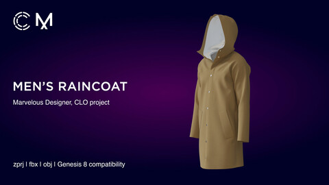 Men's Raincoat | Marvelous Designer | CLO3D project