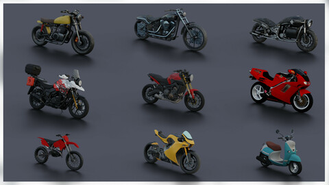 Bikes pack | Bike models 3D | Realistic Textured file | Download Now