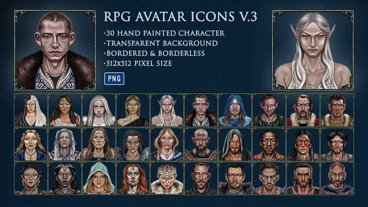 ArtStation - RPG AVATAR ICON SET V.3 | Game Assets