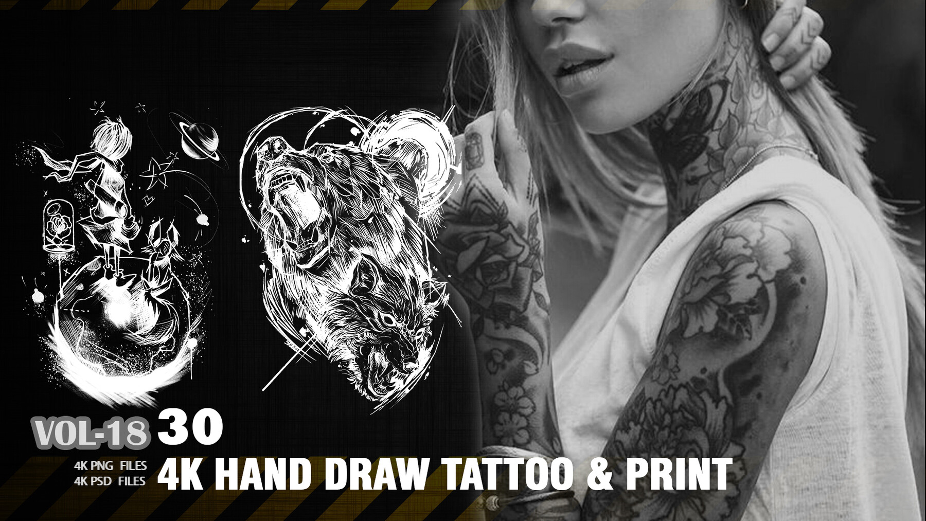 30 4K HAND DRAW TATTOO AND PRINT ARTS - VOL18