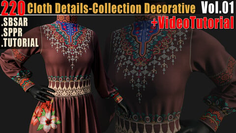 220 Cloth Details-Collection Decorative + Sbsar + Sppr + Video Tutorial Vol01