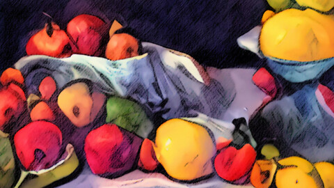 Still life with fruits and vegetables