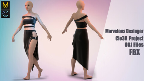 women's dress №110 "Marvelous Designer" /Zprj/ OBJ+FBX