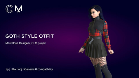 Goth Style Otfit | Marvelous Designer | CLO3D project