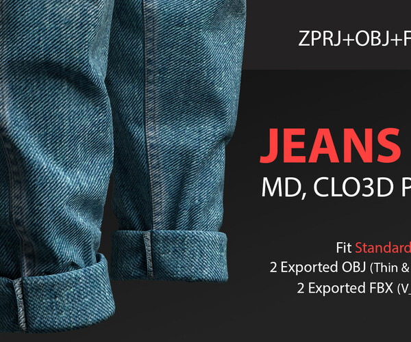 ArtStation - 3 Different Male Jeans Sets (VOL 01) Marvelous Designer ...