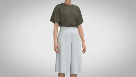 Dolman T and Culotte, Marvelous Designer, Clo +obj, fbx