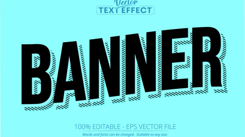 Banner text effect, editable minimalistic text style