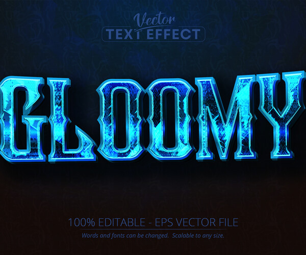 ArtStation - Gloomy text effect, shiny and blue color editable text ...