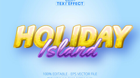 Cartoon text effect, editable holiday island text style