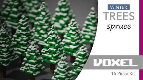 VOXEL Trees - Spruce Evergreen - Winter