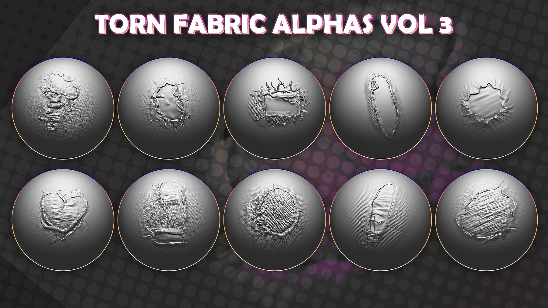 Torn Fabric Alphas vol. 3 for ZBrush preview 1