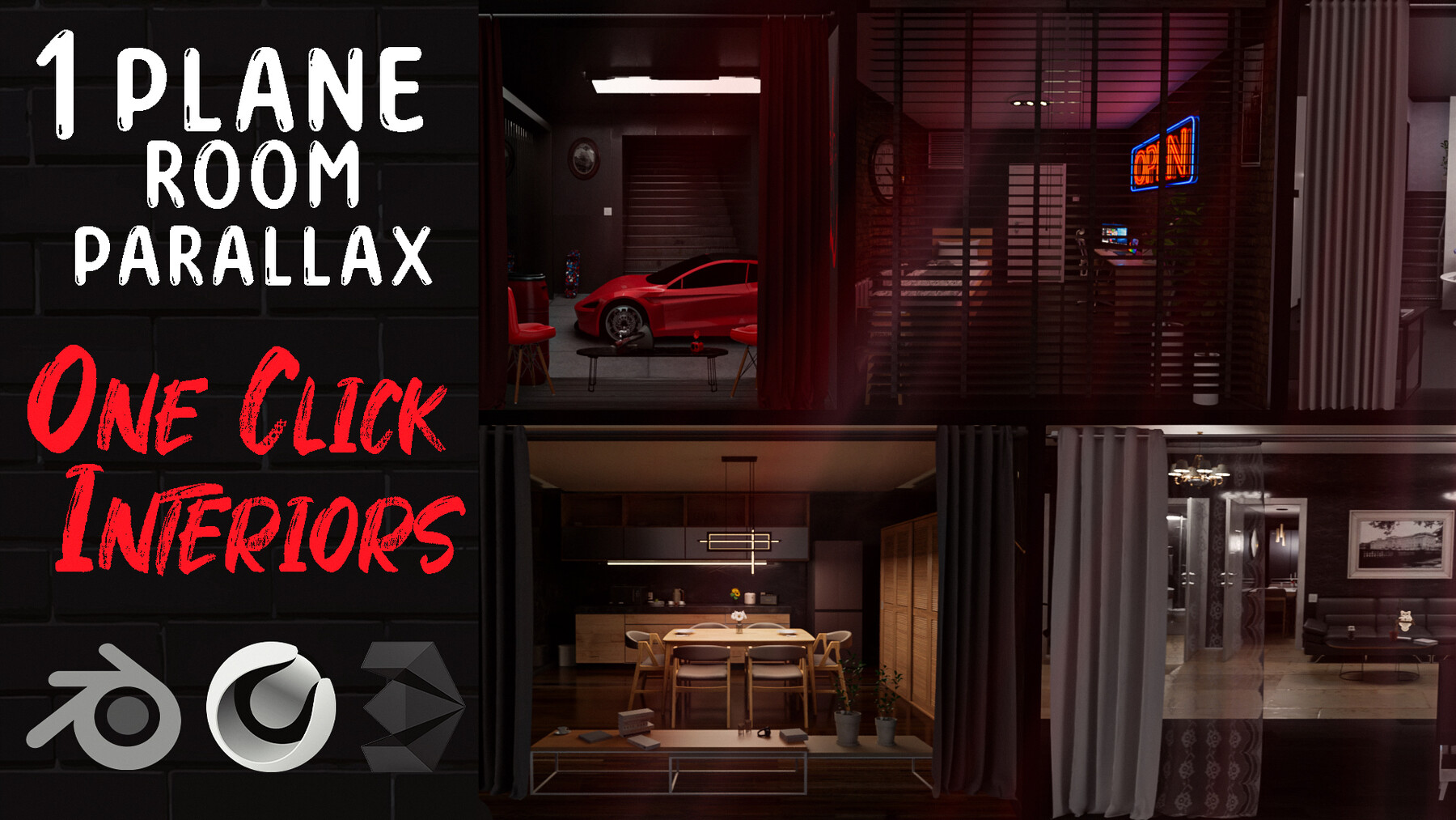 ArtStation - Parallax Room Bundle | One Click Interiors | Kpack | Resources