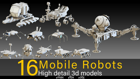 16 Mobile Robots- High detail 3d models
