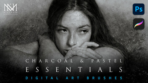 Digital Art Brushes - Charcoal & Pastel Essentials - Photoshop & Procreate