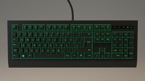 Green rgb pc keyboard 3D model
