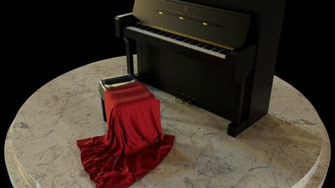 Piano and stool 3D model