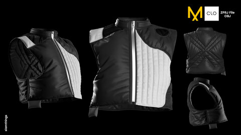 Future Fashion Vest Waistcoat Puffer #016 - Clo 3D / Marvelous Designer + OBJ / NO TEXTURE / DIGITAL FASHION / STREET WEAR / HYPEBEAST