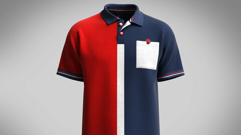Men's Polo-Red and Blue