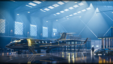 FREE 4K Ultrawide Wallpaper. Black stealth hangar.