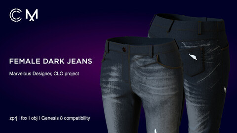 Female Dark Jeans | Marvelous Designer | CLO3D project