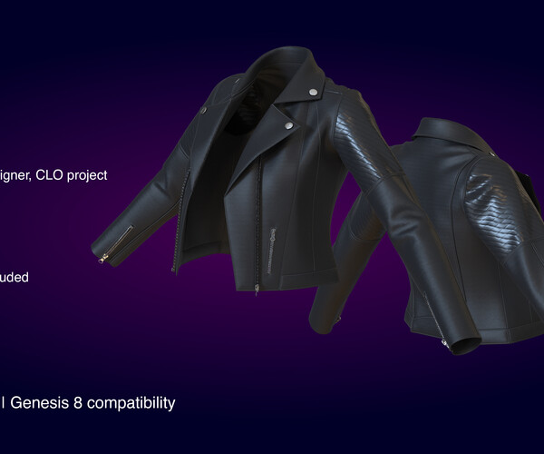 Artstation Female Leather Jacket Marvelous Designer Clo3d Project Game Assets 3697