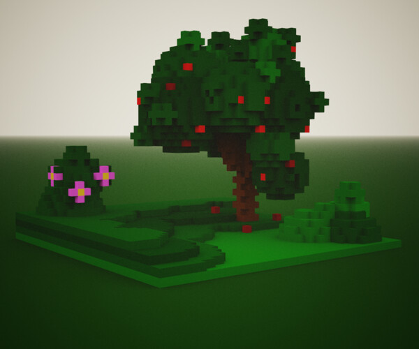 ArtStation - Apple Tree Green Corner Voxel | Game Assets