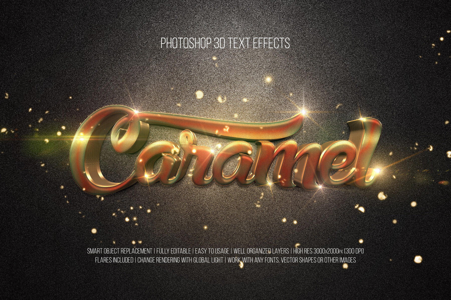 ArtStation 3D Caramel PSD fully editable text effect. Layer style PSD