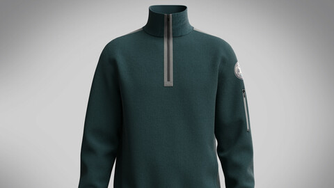 Sweatshirt half Zip Bottle Green