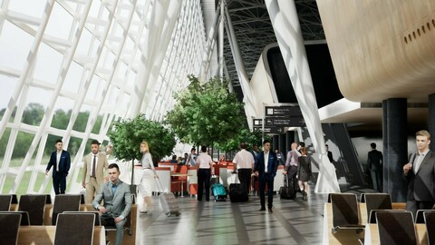 Airport terminal 3 scene file in Unreal engine 5  (.uproject with UE5 LUMEN GI)