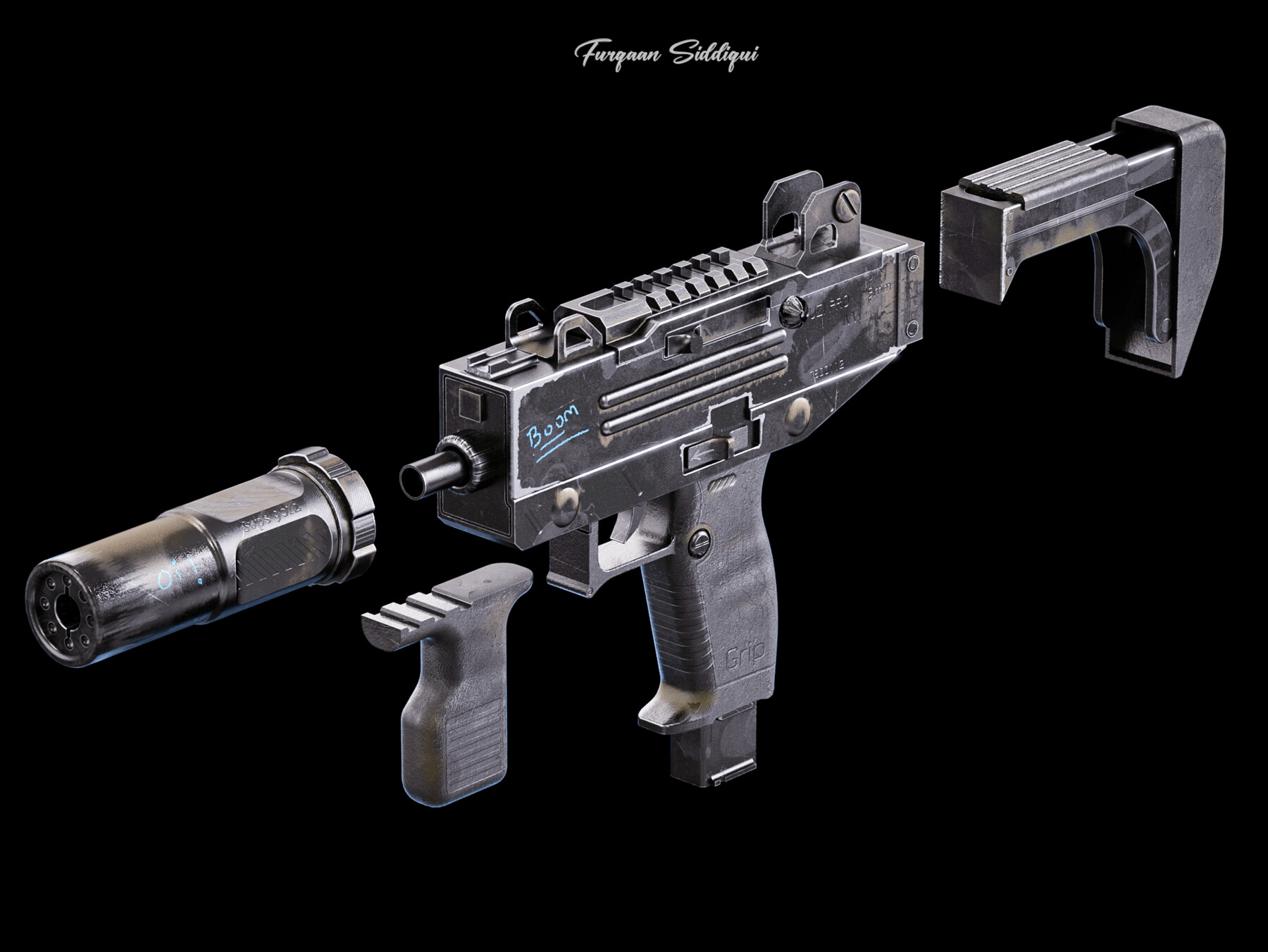 Artstation - Uzi Pbr Gun 