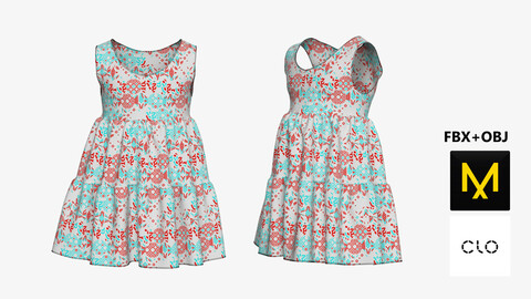 Kids Dress. Marvelous Designer/Clo3d project + OBJ + FBX