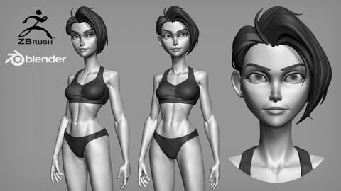 Cartoon female character Bonnie full body base mesh