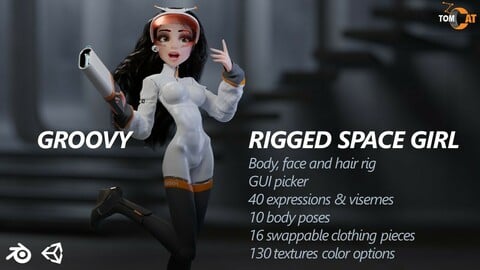 Groovy Space Girl - Rigged character for Blender and Unity