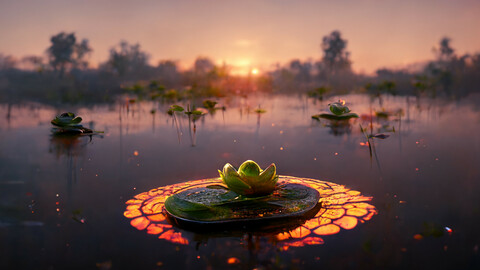 lonely lily pad (desktop wallpaper)