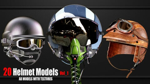 20 Helmet Models with Textures vol1( ready for Game )