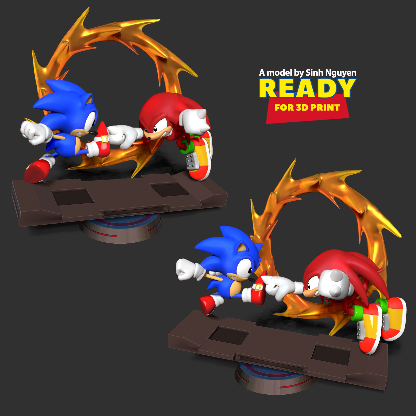 Knuckles - Sonic the Hedgehog 2 Fanart 3D model 3D printable