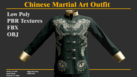 Chinese Martial Art Outfit - Low Poly